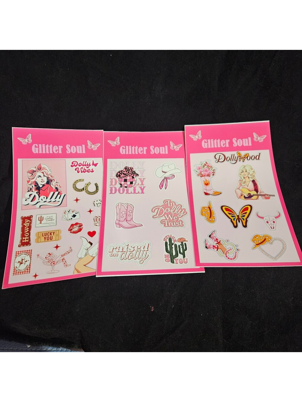 Glitter Soul Dolly Sticker Set - 3 Sheets of Country Western Themed Decorative